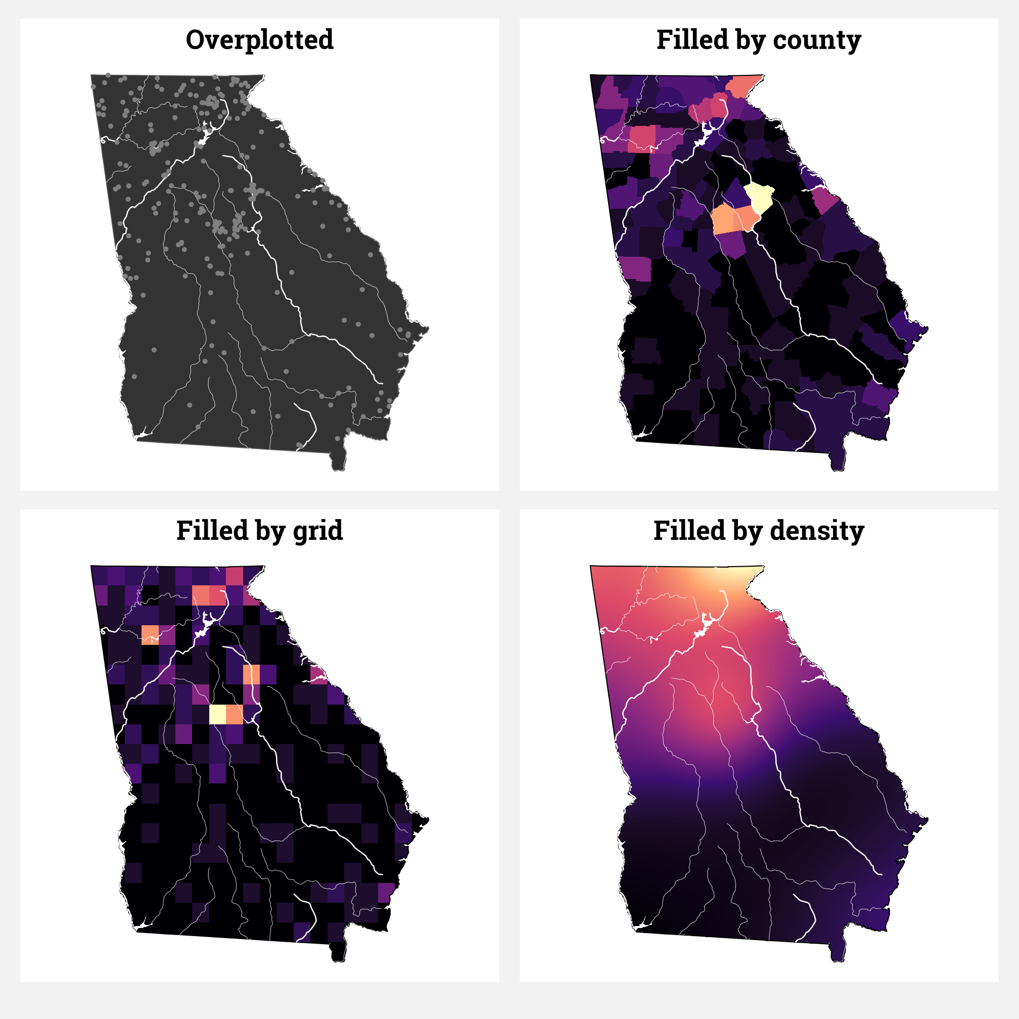 How to fill maps with density gradients with R, {ggplot2}, and {sf}