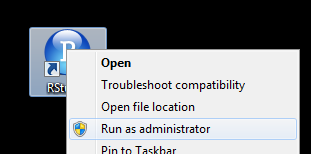 Run as administrator in Windows