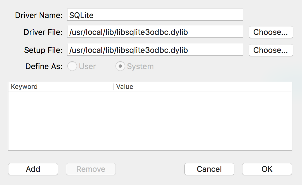 Use LibreOffice Base as a GUI for an SQLite database in OS X