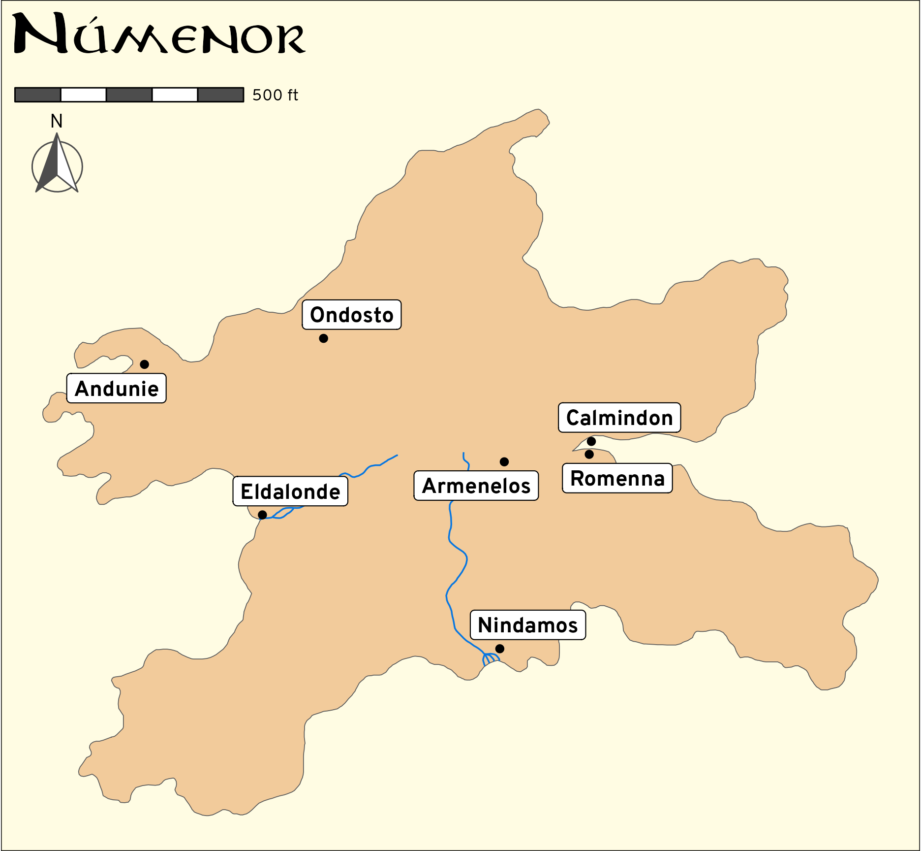 Fancy map of Númenor