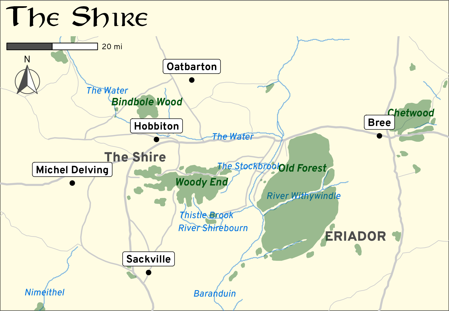 Fancy zoomed-in map of the Shire