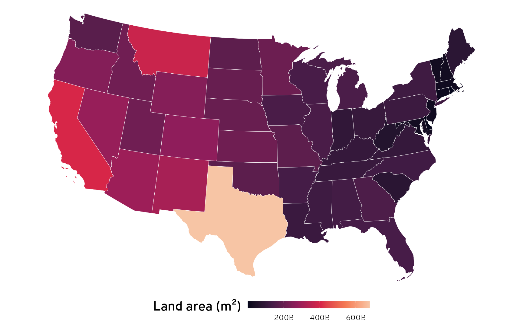 Fancier map of the US, with states filled by area